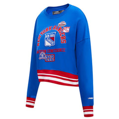 NHL New York Rangers Pro Standard Women's Area Code Cropped Pullover Sweatshirt - Blue