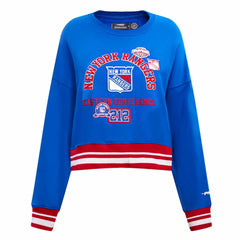 NHL New York Rangers Pro Standard Women's Area Code Cropped Pullover Sweatshirt - Blue