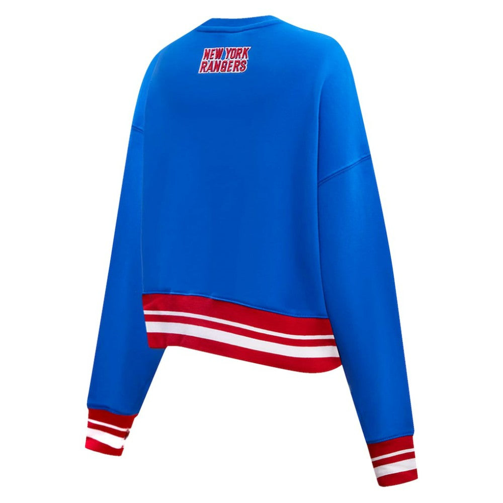 NHL New York Rangers Pro Standard Women's Area Code Cropped Pullover Sweatshirt - Blue