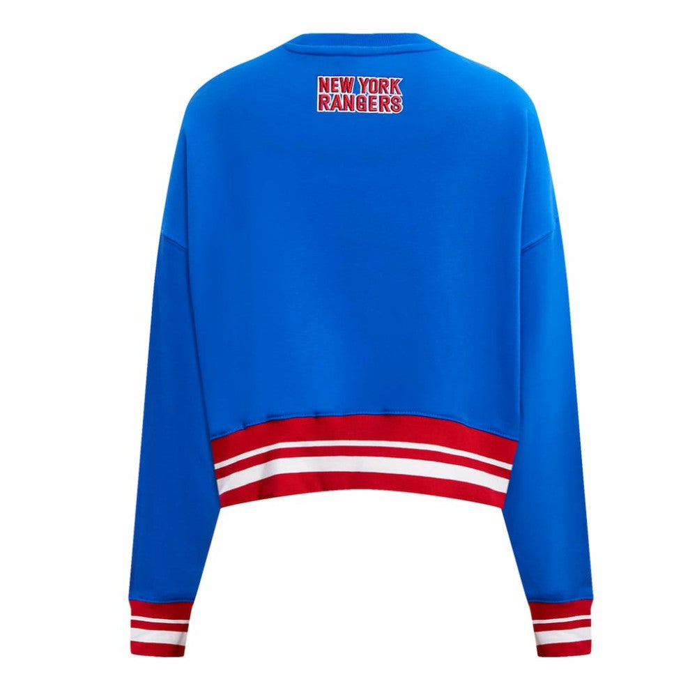 NHL New York Rangers Pro Standard Women's Area Code Cropped Pullover Sweatshirt - Blue