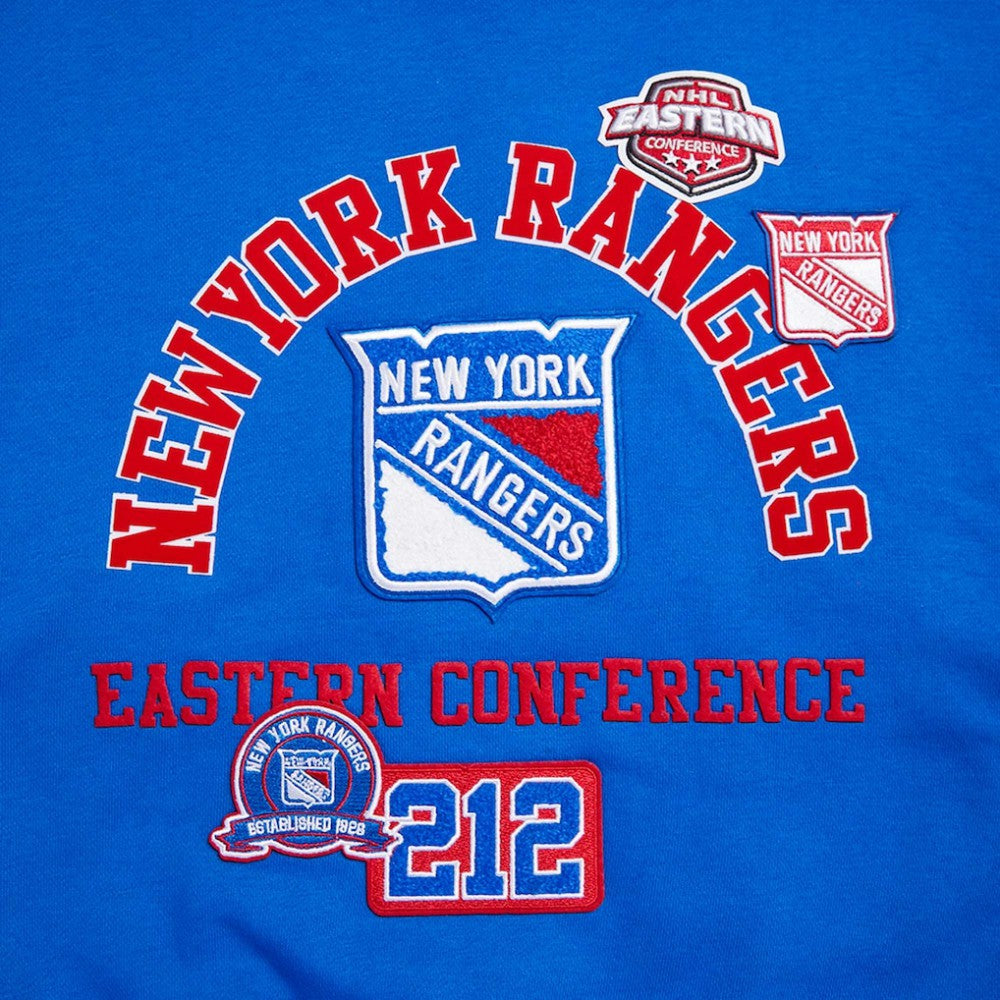 NHL New York Rangers Pro Standard Women's Area Code Cropped Pullover Sweatshirt - Blue