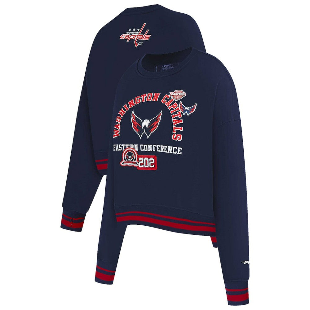 NHL Washington Capitals Pro Standard Women's Area Code Cropped Pullover Sweatshirt - Navy