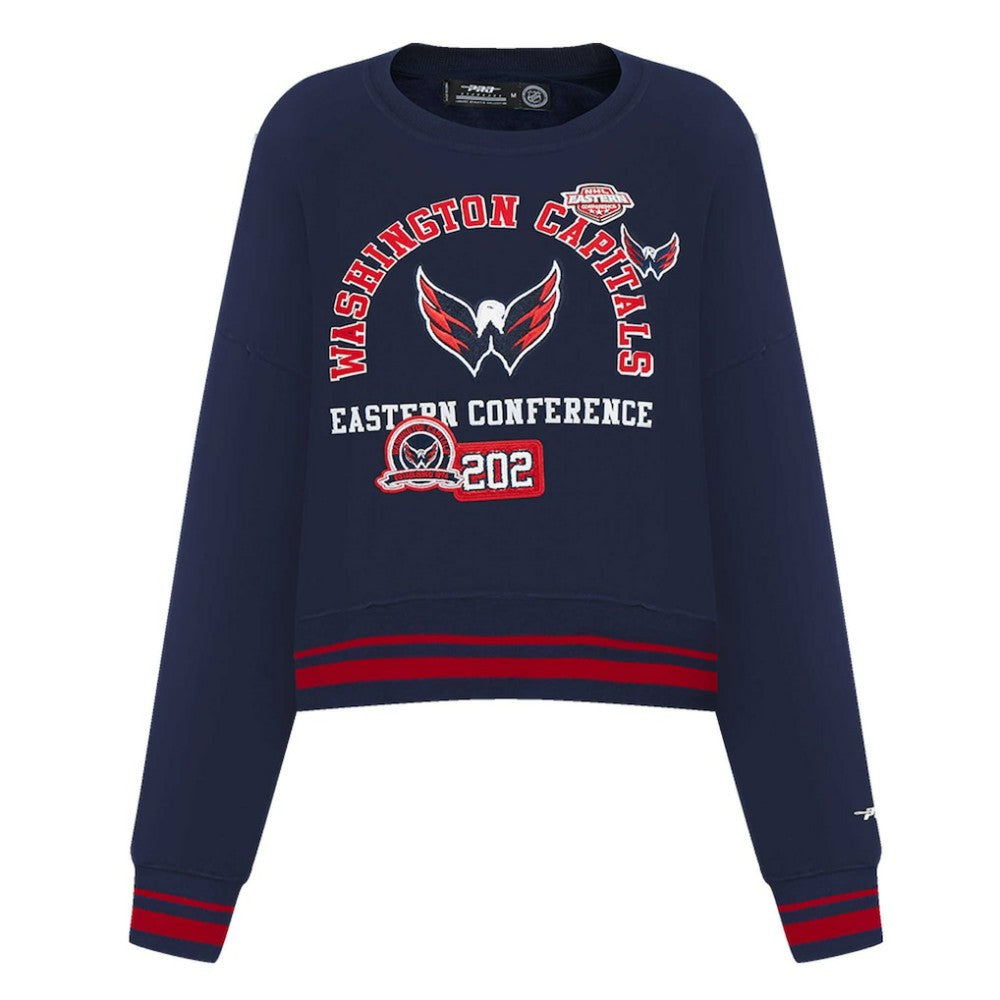 NHL Washington Capitals Pro Standard Women's Area Code Cropped Pullover Sweatshirt - Navy