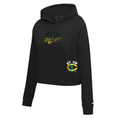 NHL Chicago Blackhawks Pro Standard Women's Jewels Cropped Pullover Hoodie - Black