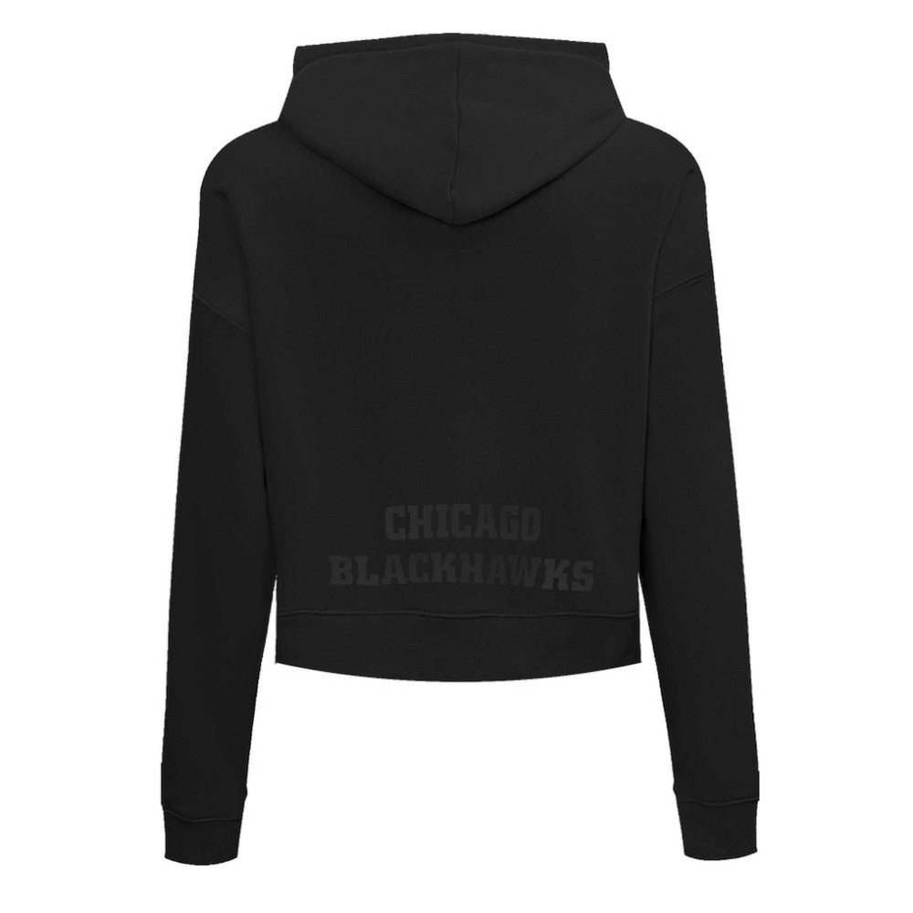 NHL Chicago Blackhawks Pro Standard Women's Jewels Cropped Pullover Hoodie - Black