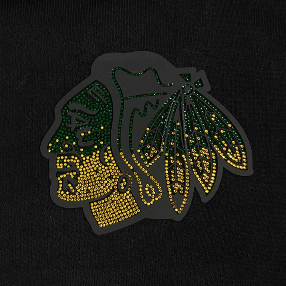 NHL Chicago Blackhawks Pro Standard Women's Jewels Cropped Pullover Hoodie - Black