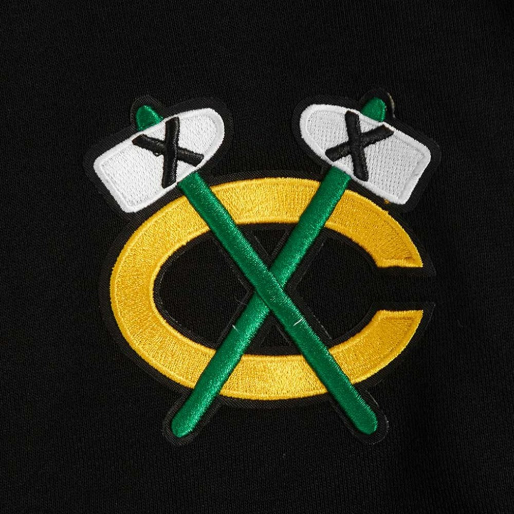 NHL Chicago Blackhawks Pro Standard Women's Jewels Cropped Pullover Hoodie - Black