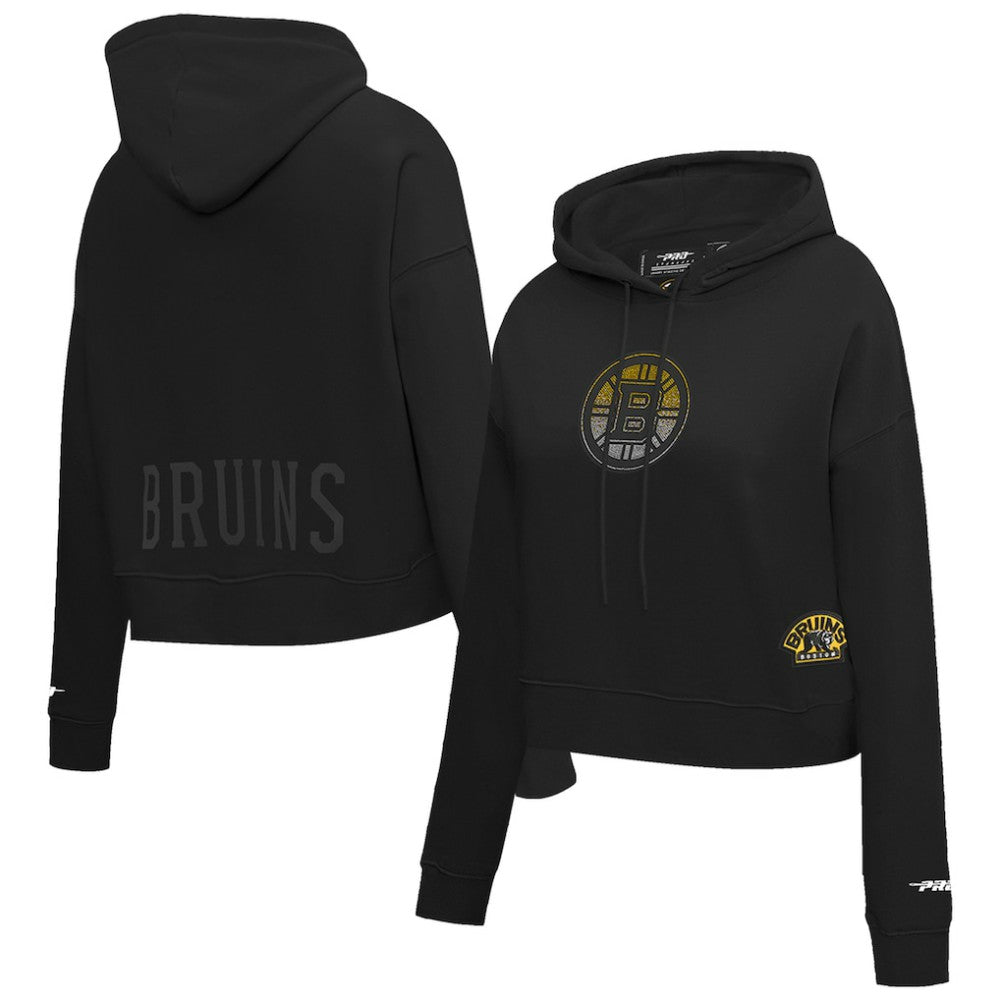 NHL Boston Bruins Pro Standard Women's Jewels Cropped Pullover Hoodie - Black