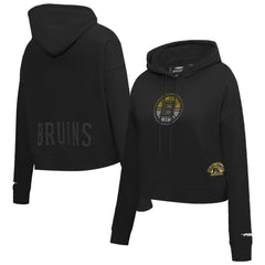 NHL Boston Bruins Pro Standard Women's Jewels Cropped Pullover Hoodie - Black