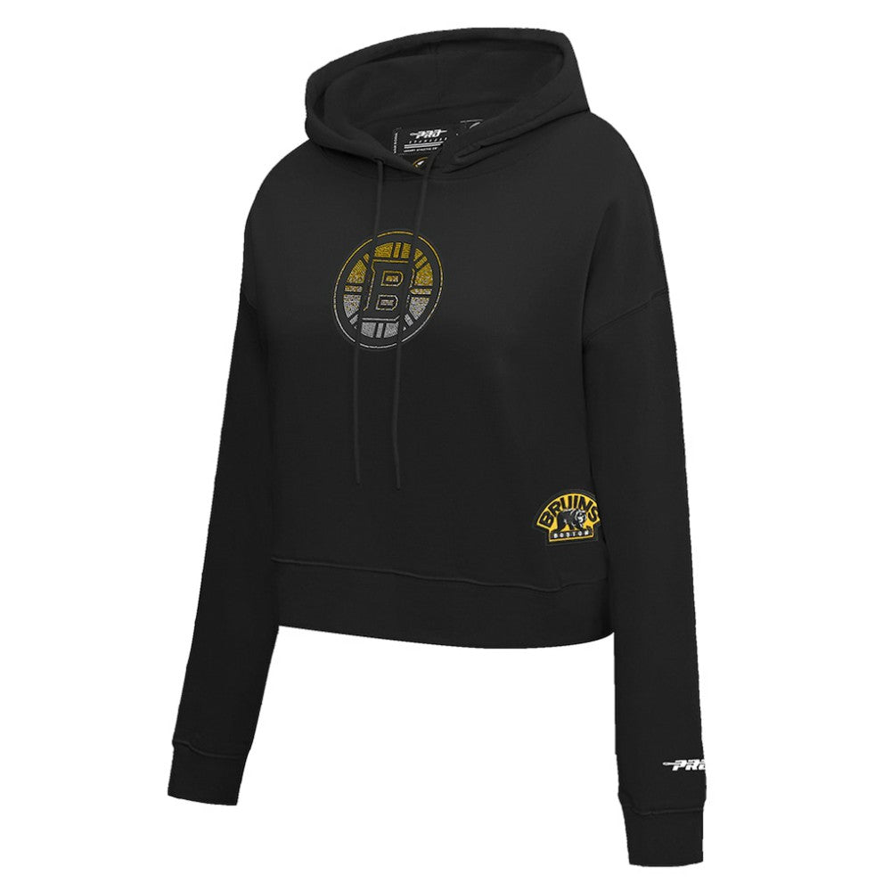 NHL Boston Bruins Pro Standard Women's Jewels Cropped Pullover Hoodie - Black