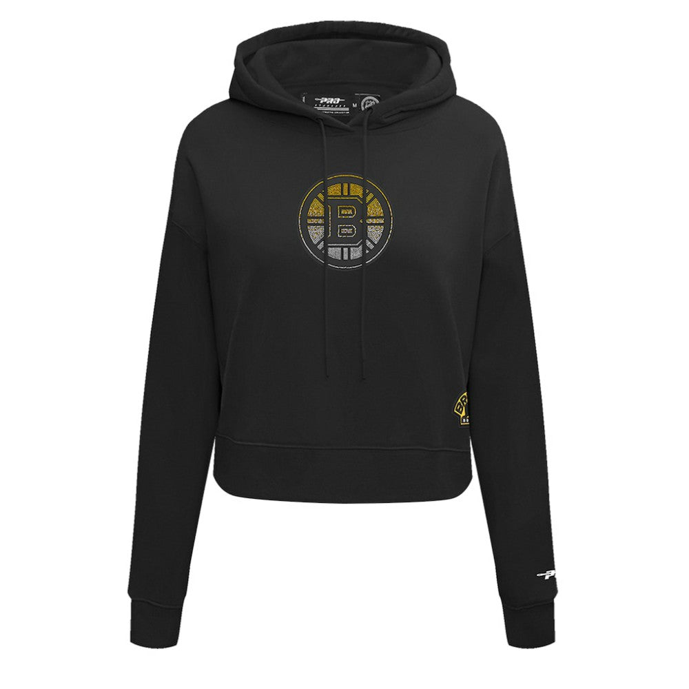 NHL Boston Bruins Pro Standard Women's Jewels Cropped Pullover Hoodie - Black