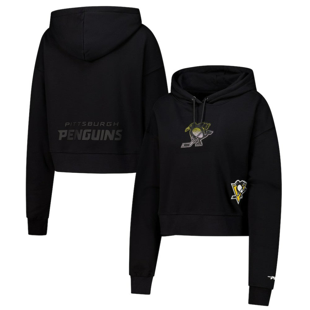 NHL Pittsburgh Penguins Pro Standard Women's Jewels Cropped Pullover Hoodie - Black