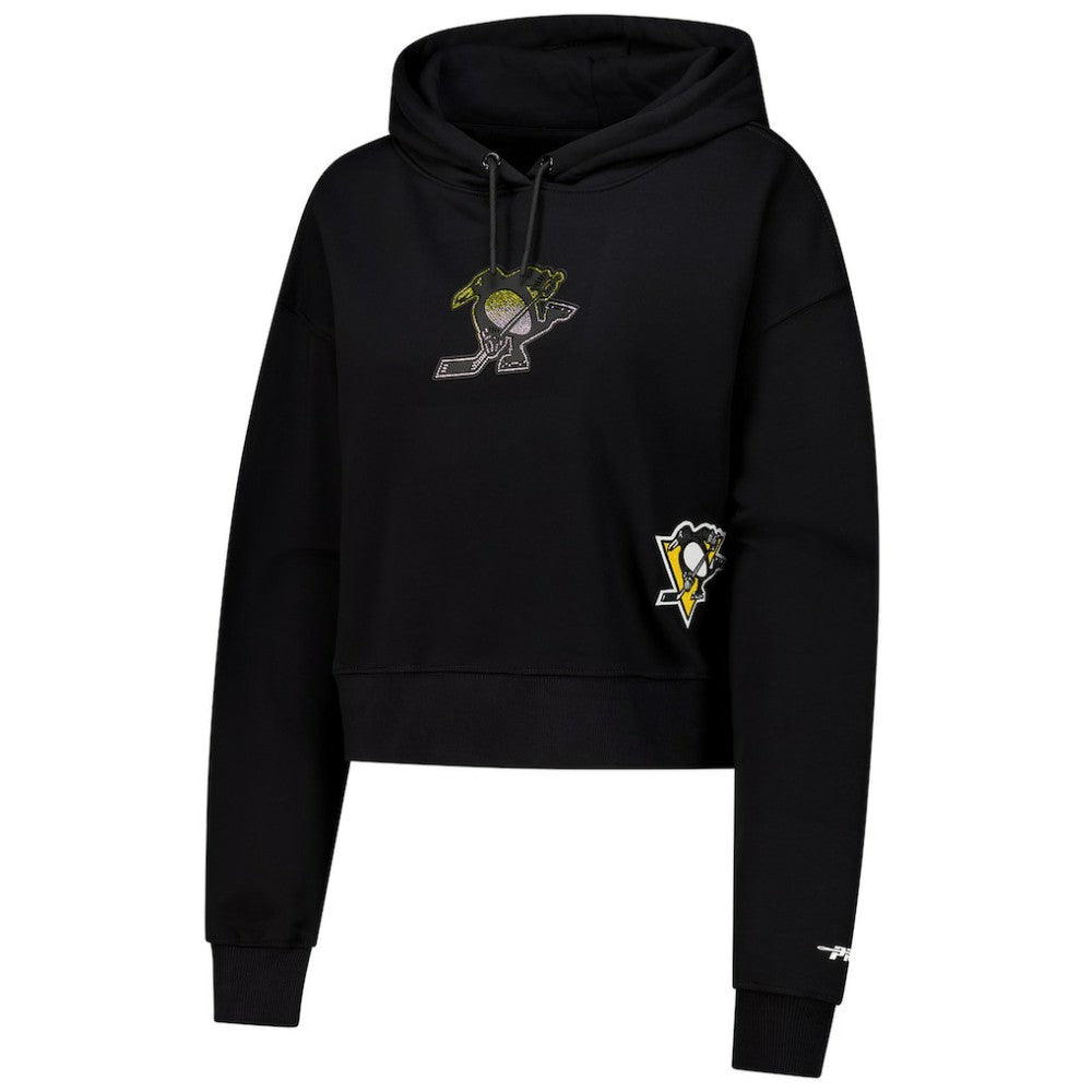 NHL Pittsburgh Penguins Pro Standard Women's Jewels Cropped Pullover Hoodie - Black