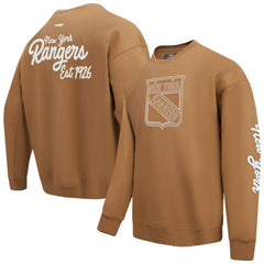 NHL New York Rangers Pro Standard Paint the City Pullover Sweatshirt - Brown
