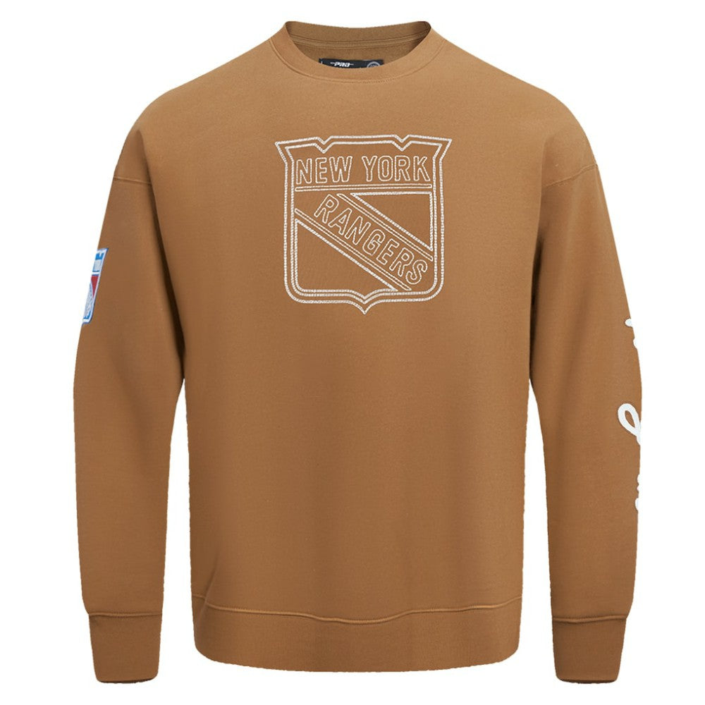 NHL New York Rangers Pro Standard Paint the City Pullover Sweatshirt - Brown