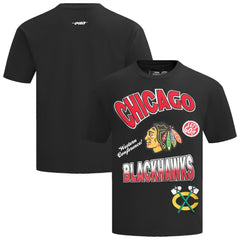 NHL Chicago Blackhawks Pro Standard Turn It Up Dropped Shoulder T-Shirt - Black