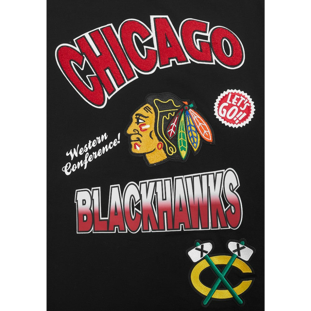 NHL Chicago Blackhawks Pro Standard Turn It Up Dropped Shoulder T-Shirt - Black