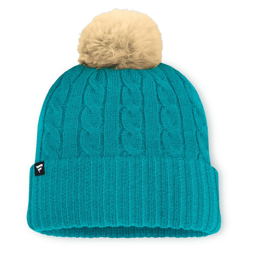 Miami Dolphins Women's Cable Knit Cuffed Hat with Pom Aqua