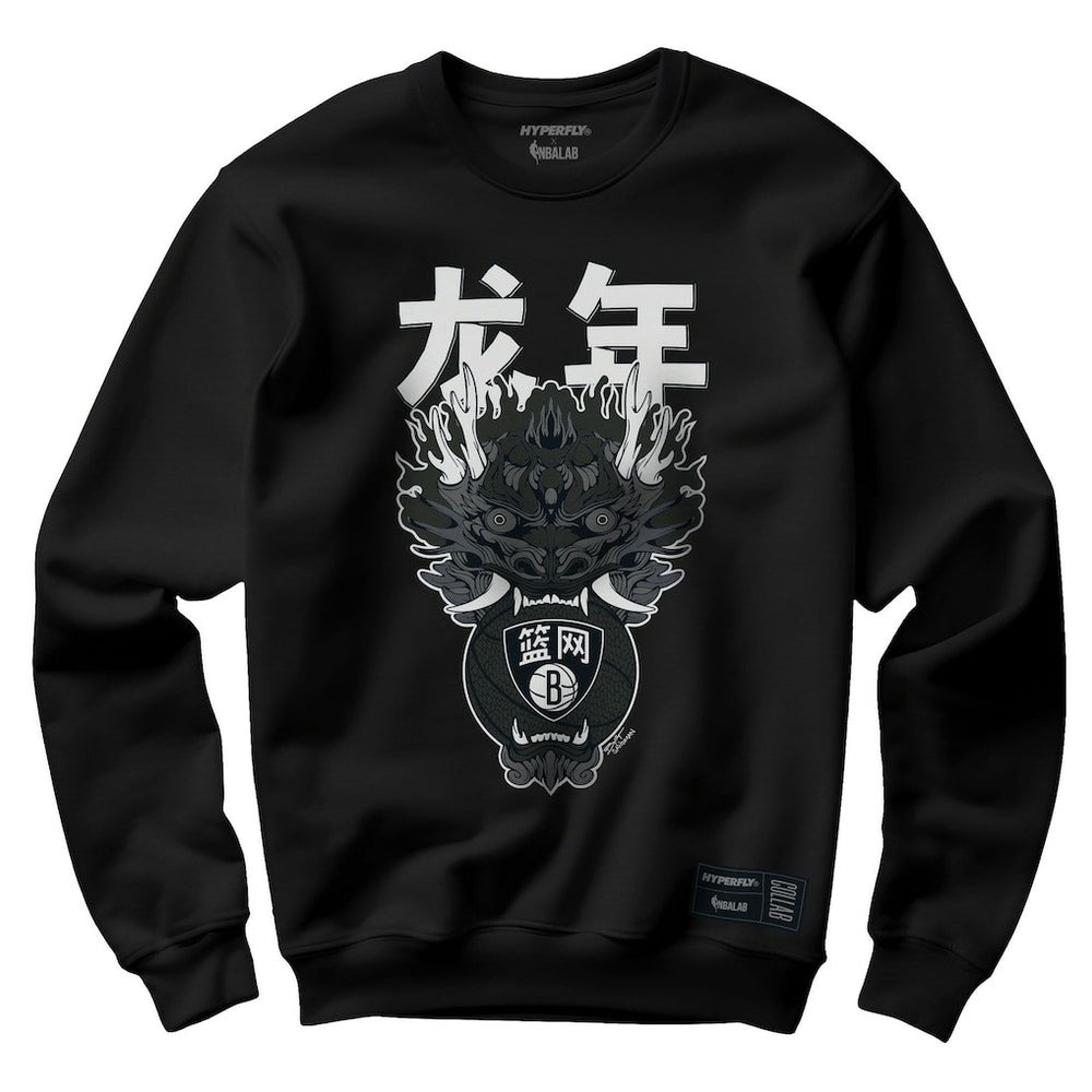 Brooklyn Nets Hyperfly Unisex Year of the Dragon Lunar New Year Collection Pullover Sweatshirt Heather Black