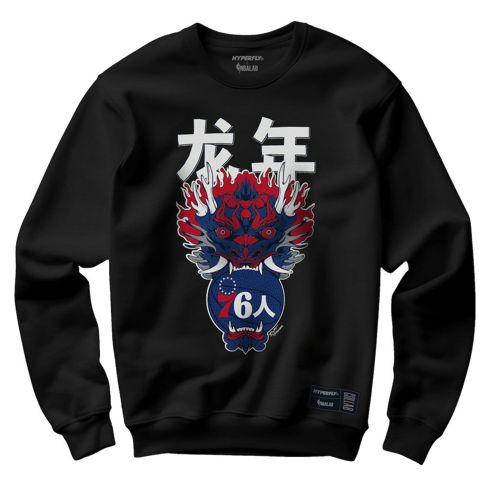 Philadelphia 76ers Hyperfly Unisex Year of the Dragon Lunar New Year Collection Pullover Sweatshirt Heather Black