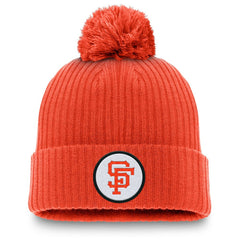 San Francisco Giants Nike Cooperstown Collection Patch Cuffed Knit Hat with Pom - Orange Hats