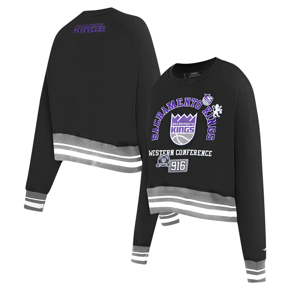 Sacramento Kings Pro Standard Women's Area Code Cropped Pullover Sweatshirt Black