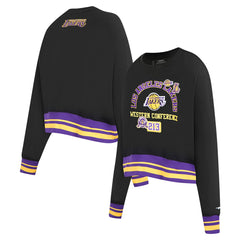 Los Angeles Lakers Pro Standard Women's Area Code Cropped Pullover Sweatshirt Black