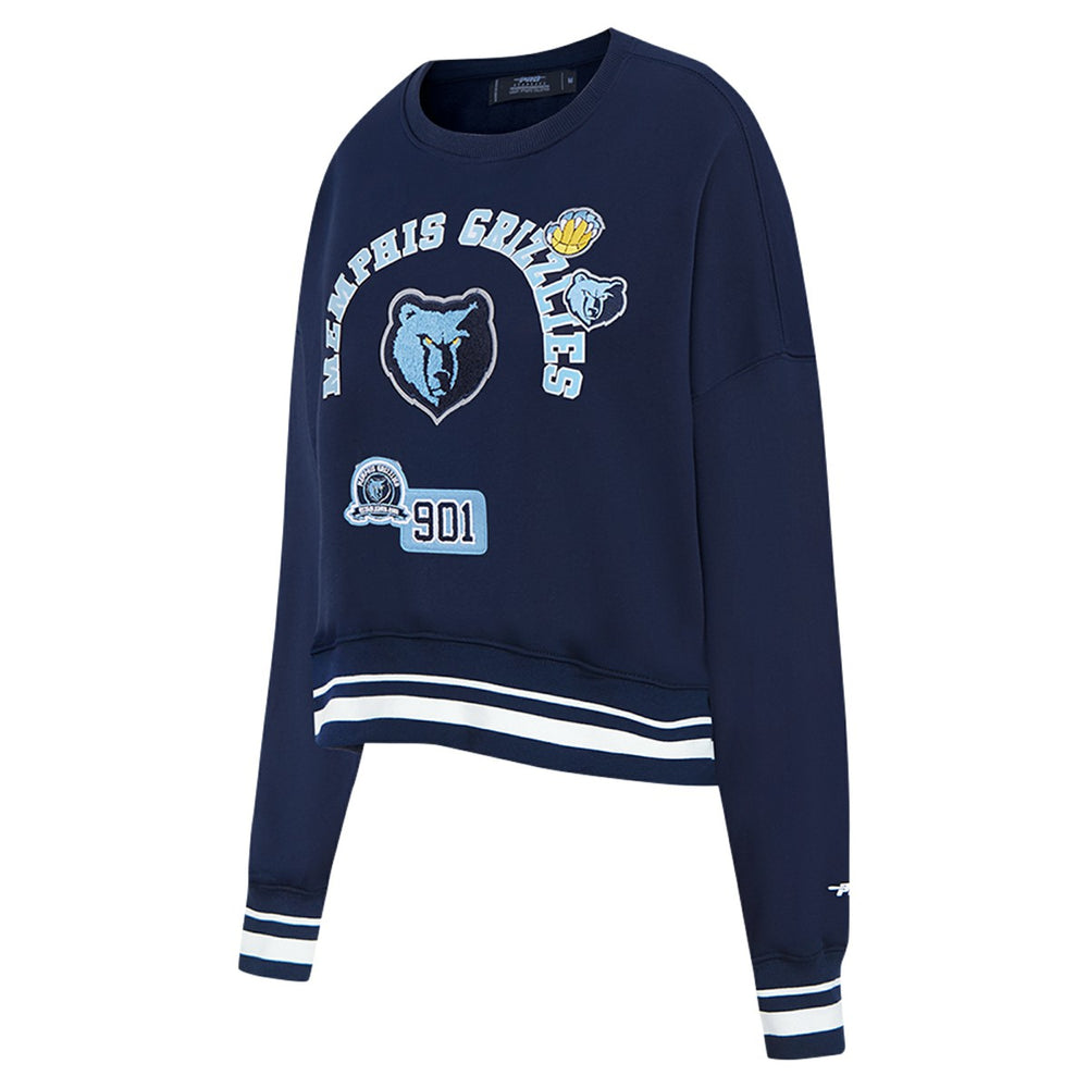 Memphis Grizzlies Pro Standard Women's Area Code Cropped Pullover Sweatshirt Navy
