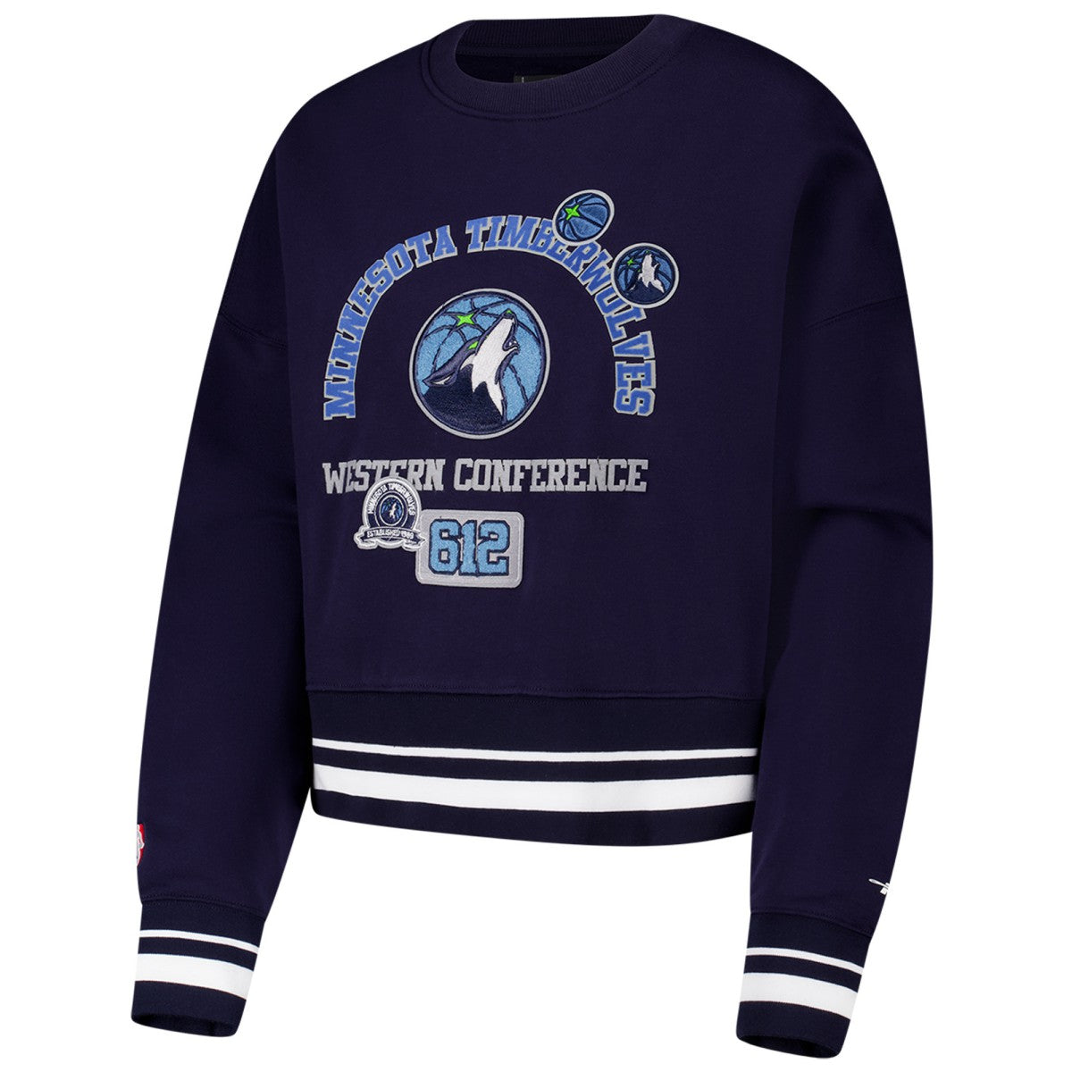 Minnesota Timberwolves Pro Standard Women's Area Code Cropped Pullover Sweatshirt Navy