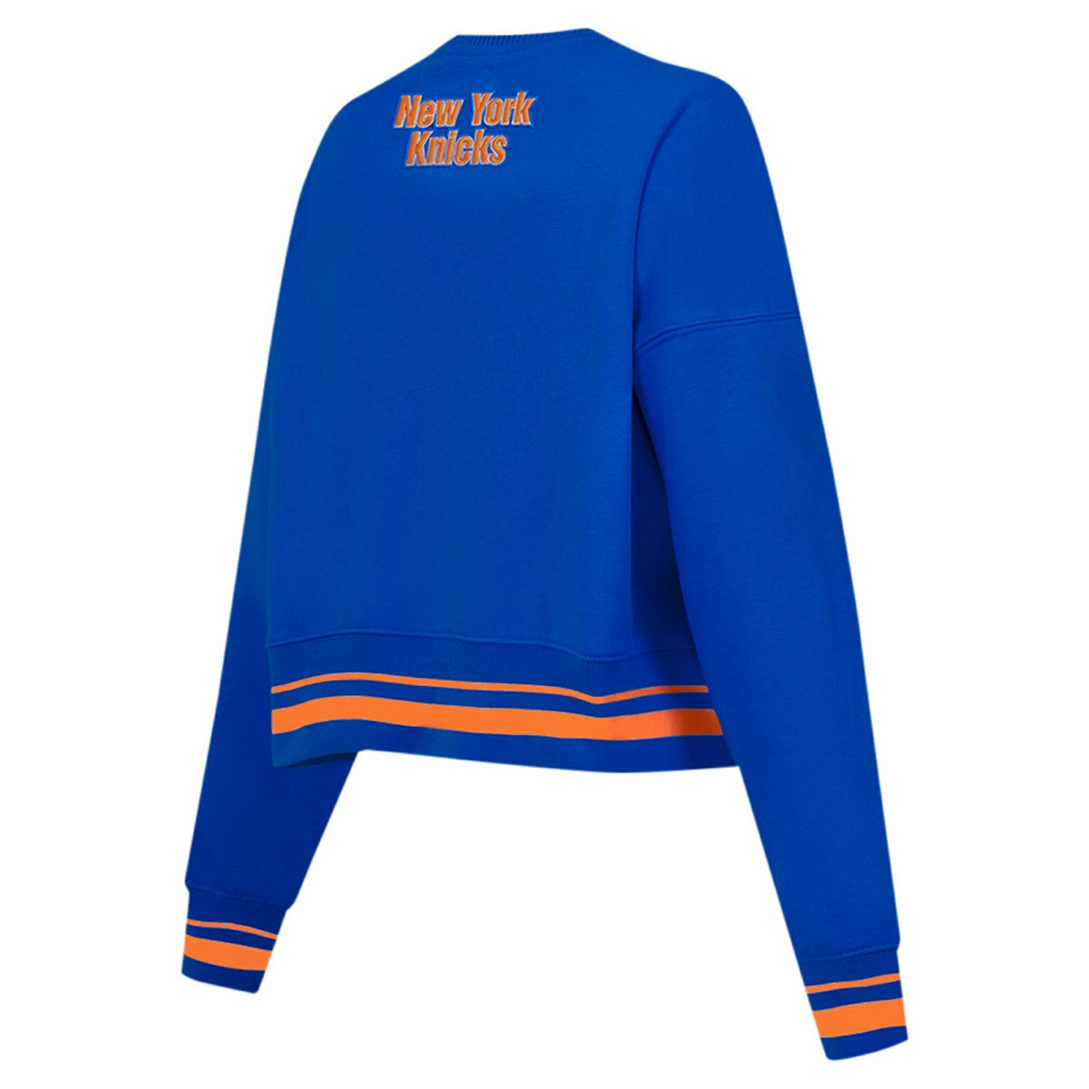 New York Knicks Pro Standard Women's Area Code Cropped Pullover Sweatshirt Blue