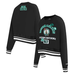 Boston Celtics Pro Standard Women's Area Code Cropped Pullover Sweatshirt Black