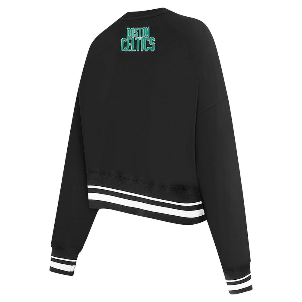 Boston Celtics Pro Standard Women's Area Code Cropped Pullover Sweatshirt Black
