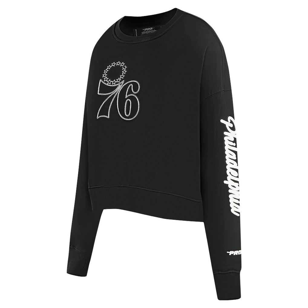 Philadelphia 76ers Pro Standard Women's Paint The City Cropped Pullover Sweatshirt Black