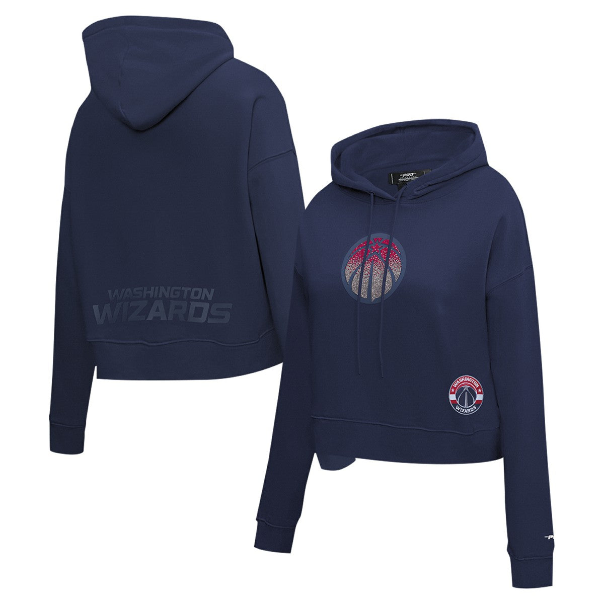 Washington Wizards Pro Standard Women's Jewels Cropped Pullover Hoodie Navy