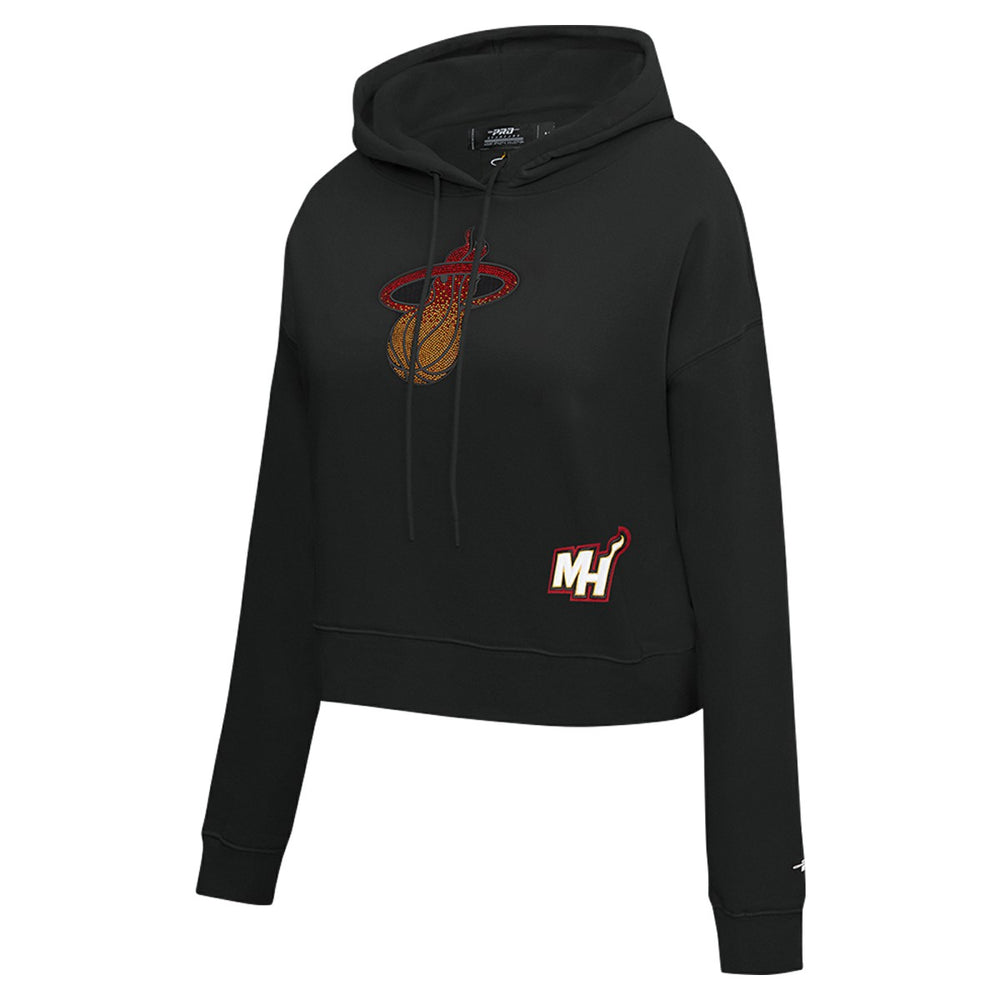 Miami Heat Pro Standard Women's Jewels Cropped Pullover Hoodie Black