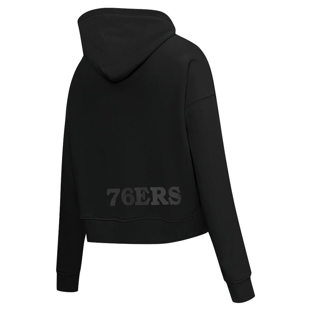 Philadelphia 76ers Pro Standard Women's Jewels Cropped Pullover Hoodie Black
