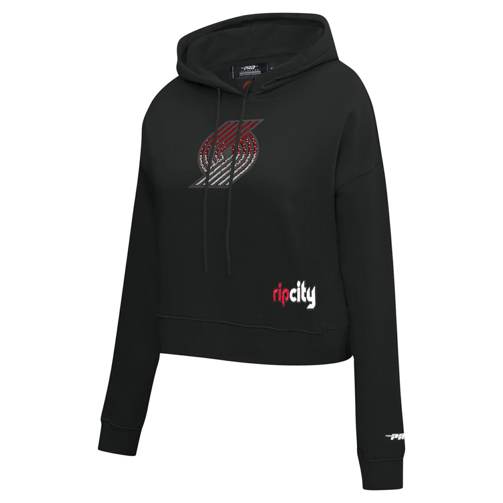Portland Trail Blazers Pro Standard Women's Jewels Cropped Pullover Hoodie Black