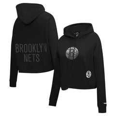 Brooklyn Nets Pro Standard Women's Jewels Cropped Pullover Hoodie Black