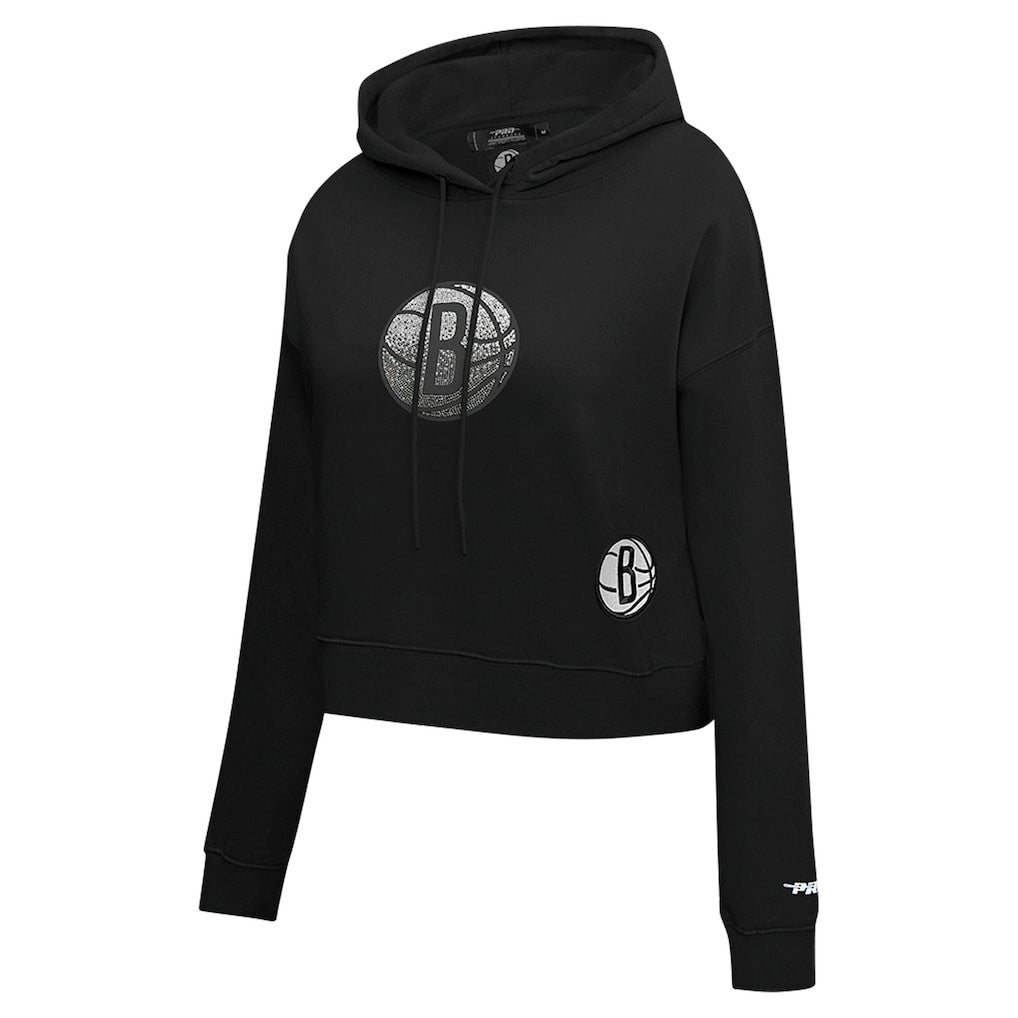 Brooklyn Nets Pro Standard Women's Jewels Cropped Pullover Hoodie Black
