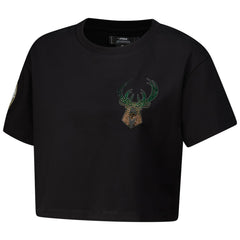 Milwaukee Bucks Pro Standard Women's Jewels Boxy Cropped T-Shirt Black