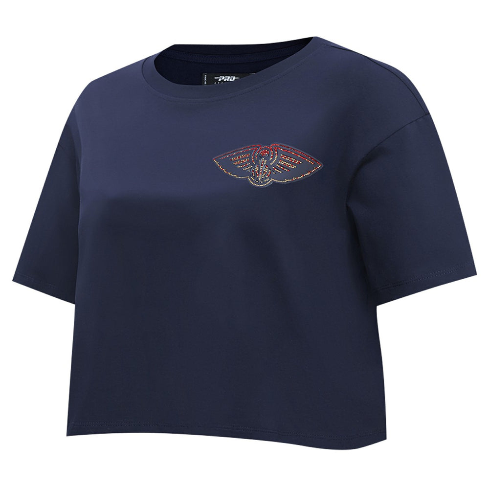 New Orleans Pelicans Pro Standard Women's Jewels Boxy Cropped T-Shirt Navy