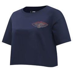 New Orleans Pelicans Pro Standard Women's Jewels Boxy Cropped T-Shirt Navy