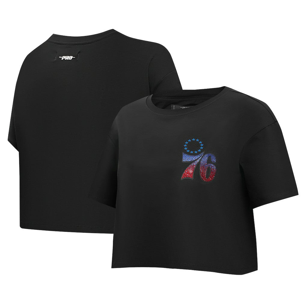 Philadelphia 76ers Pro Standard Women's Jewels Boxy Cropped T-Shirt Black