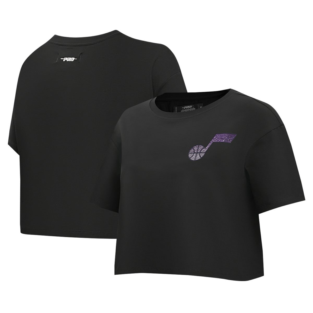Utah Jazz Pro Standard Women's Jewels Boxy Cropped T-Shirt Black