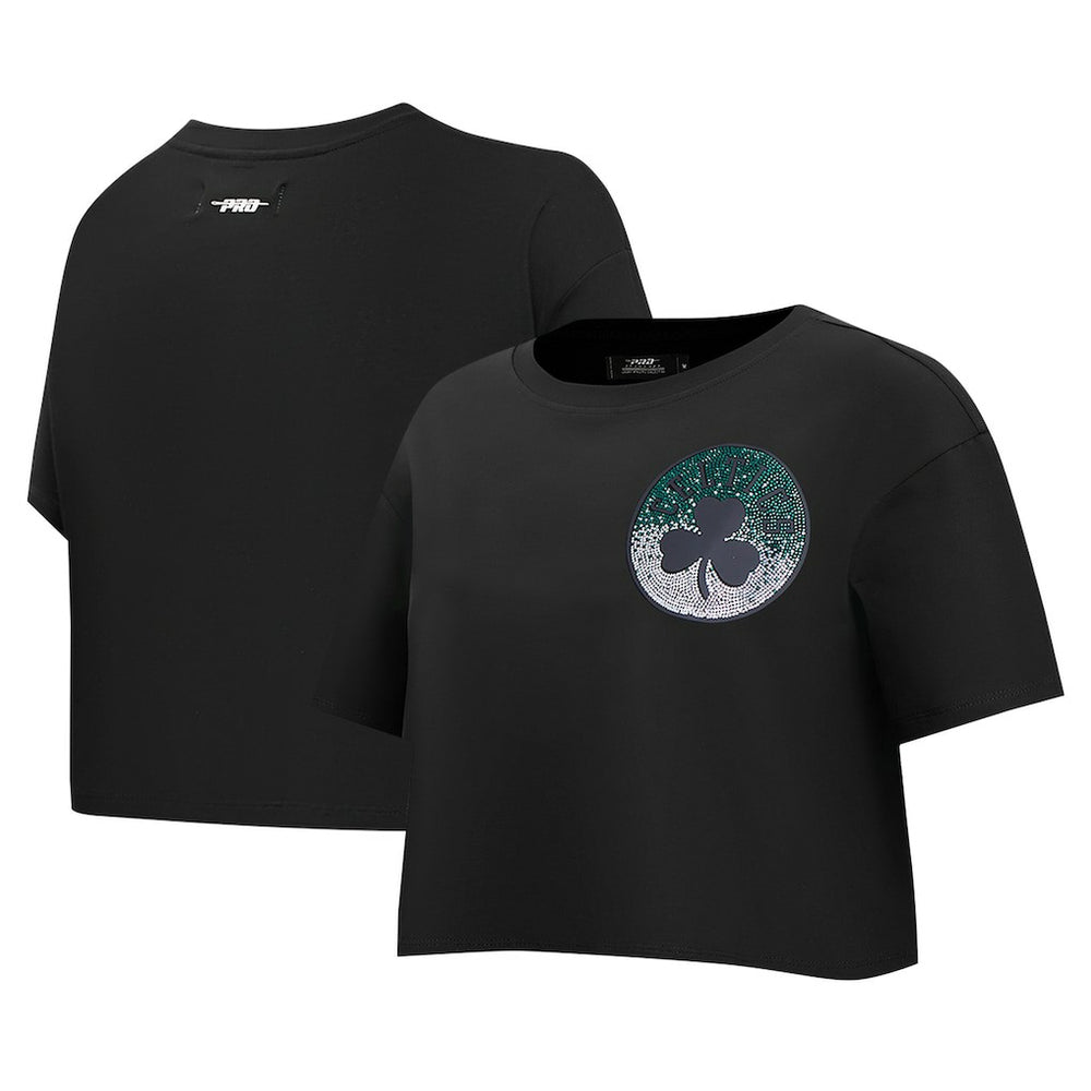 Boston Celtics Pro Standard Women's Jewels Boxy Cropped T-Shirt Black