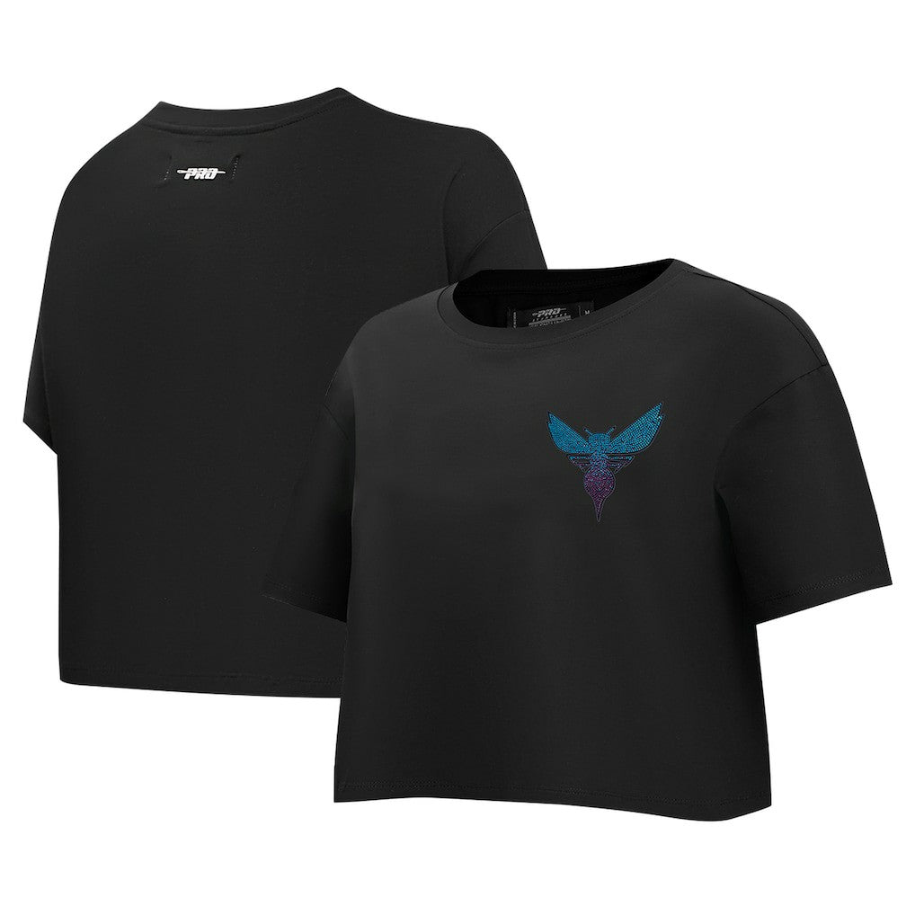 Charlotte Hornets Pro Standard Women's Jewels Boxy Cropped T-Shirt Black