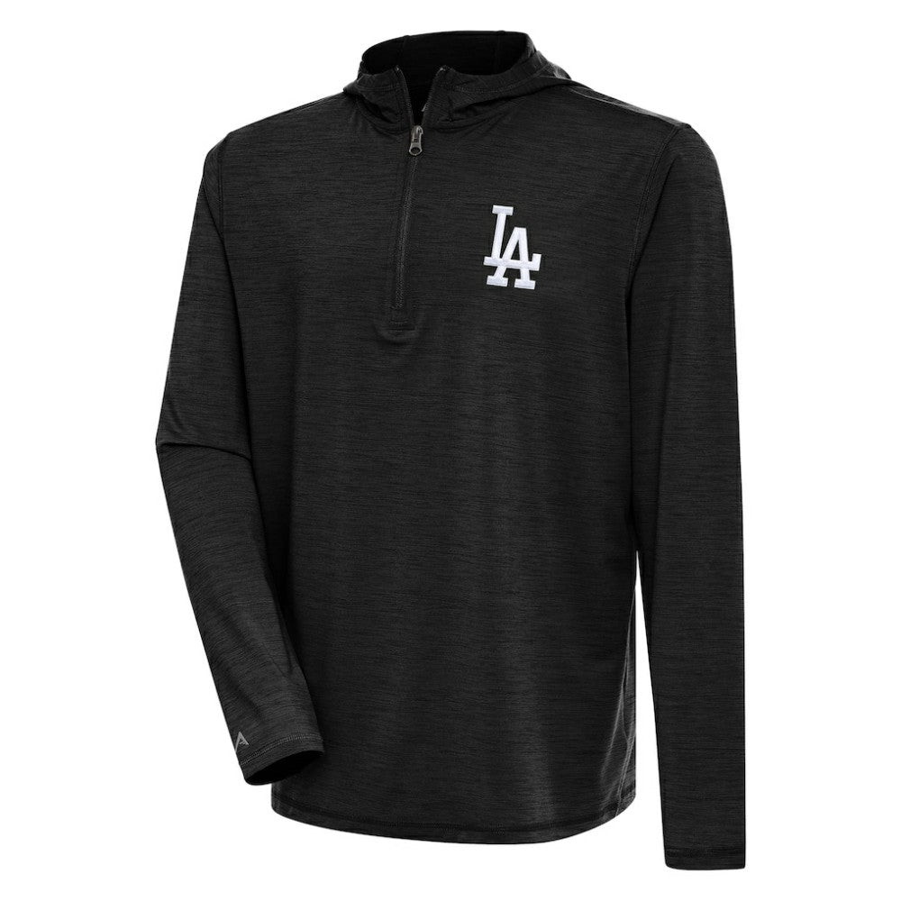 Los Angeles Dodgers Antigua Tidy Quarter-Zip Hoodie - Heather Black Hoodies