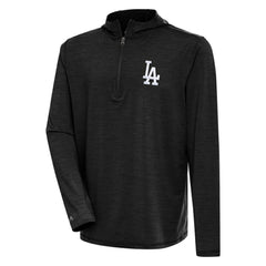 Los Angeles Dodgers Antigua Tidy Quarter-Zip Hoodie - Heather Black Hoodies