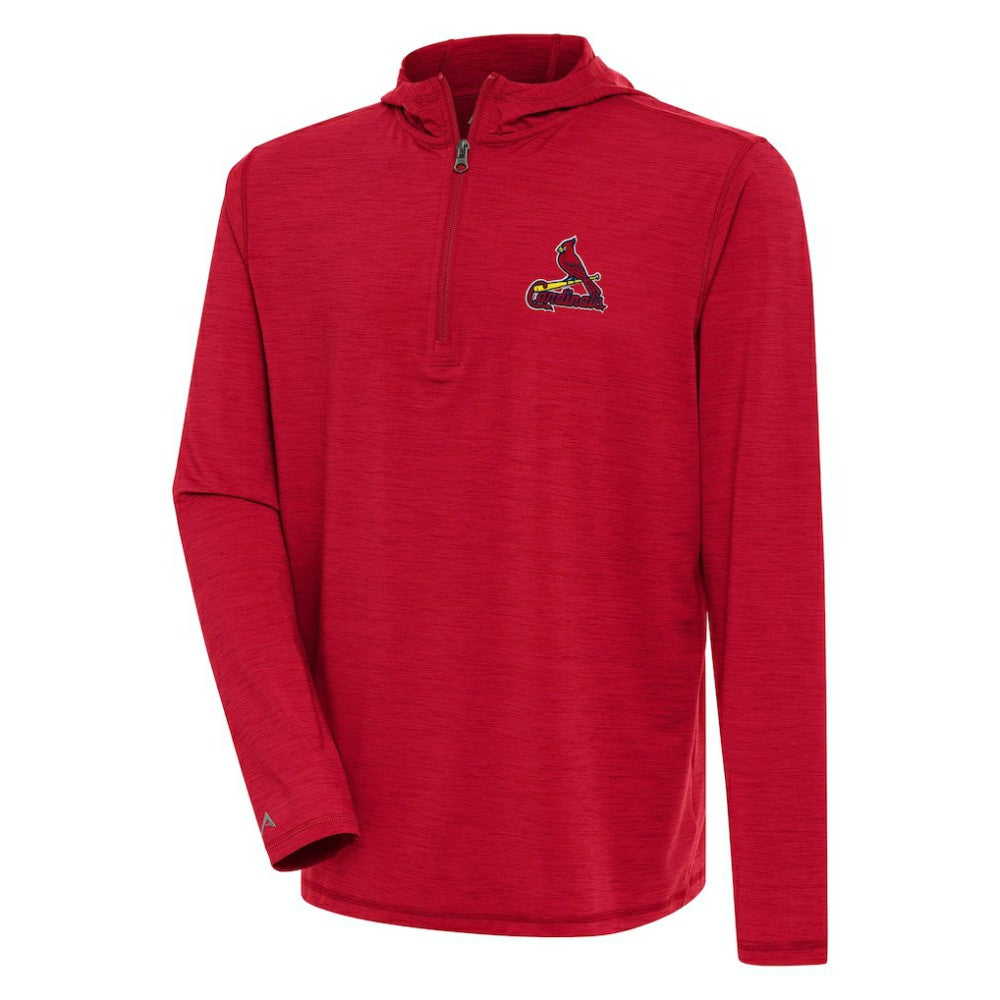 St. Louis Cardinals Antigua Tidy Quarter-Zip Hoodie - Heather Red Hoodies