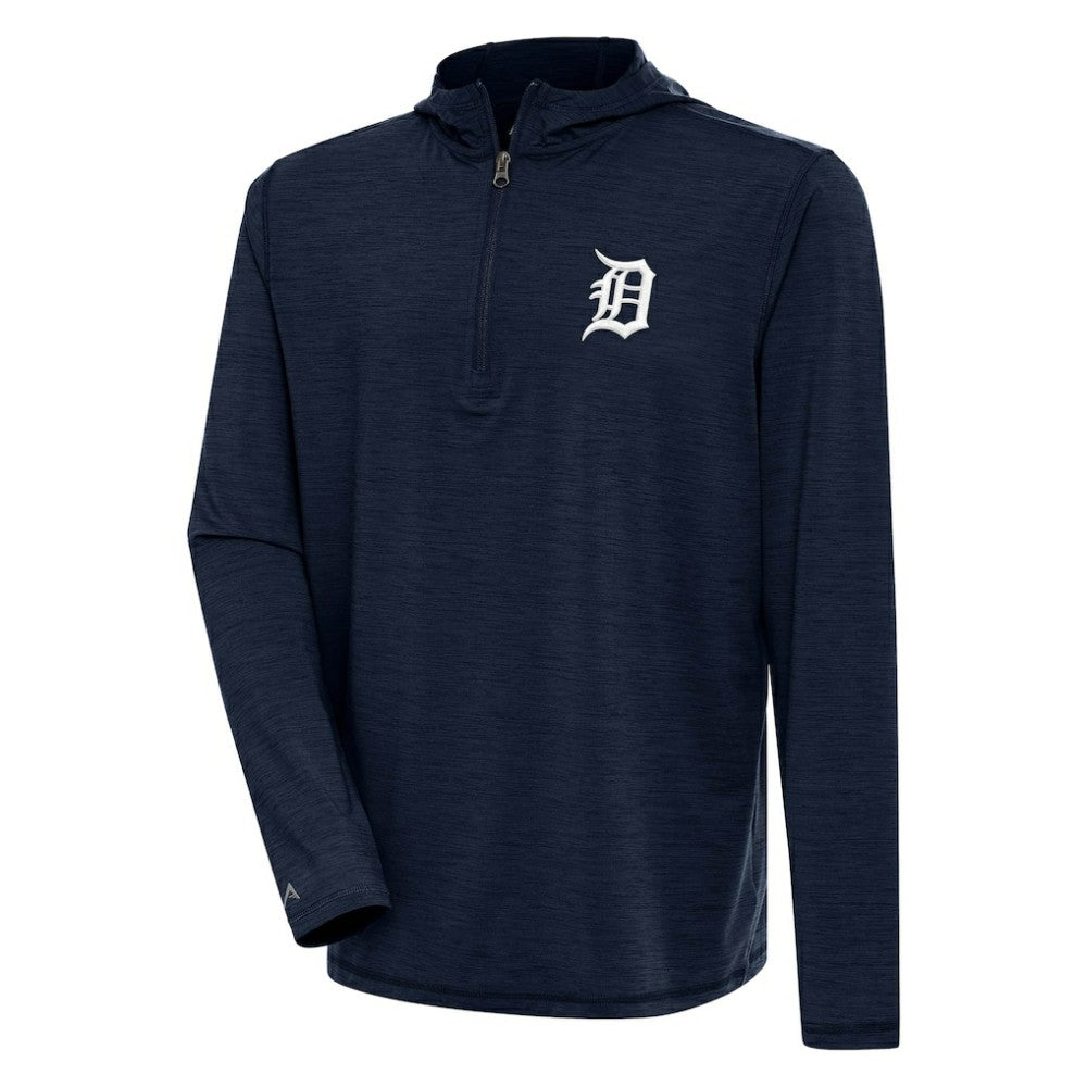 Detroit Tigers Antigua Tidy Quarter-Zip Hoodie - Heather Navy Hoodies